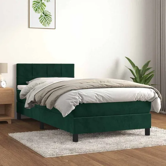 Kontinentalseng 100x200 cm fløjl mørkegrøn