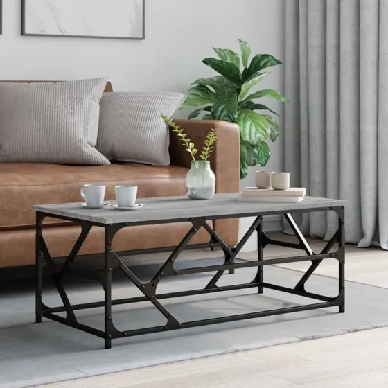 Sofabord 100x50x40 cm - Grå Sonoma-eg, metalstel