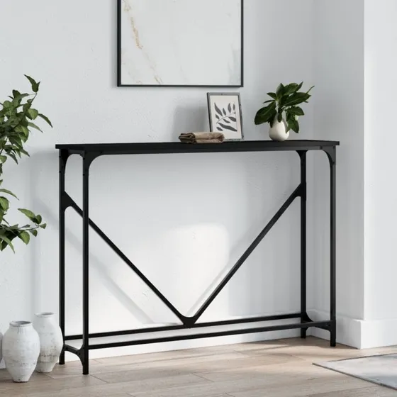 Konsolbord 102x22,5x75 cm - Sort konstrueret træ