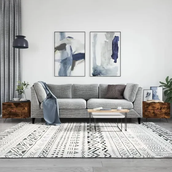 Sofaborde 2 stk. 50x50x40 cm – Røget egetræ & jernben