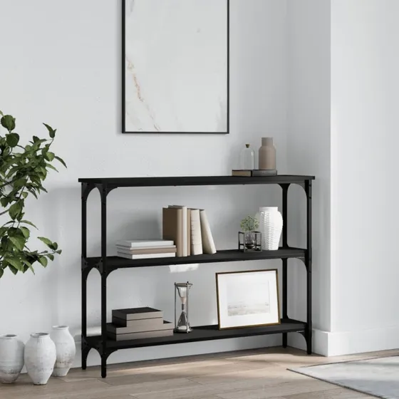 Konsolbord 100x22,5x75 cm – Sort konstrueret træ