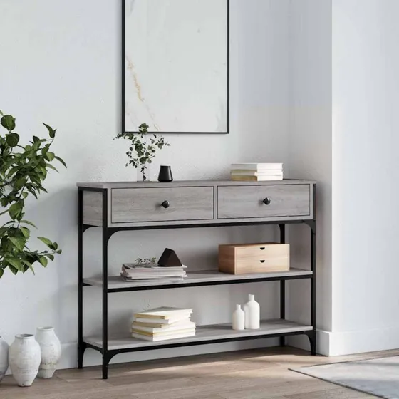 Konsolbord 100x25x75 cm - Grå Sonoma-eg