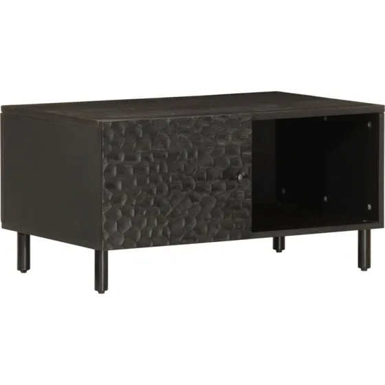 Sofabord i massivt mangotræ 80x50x40 cm – sort