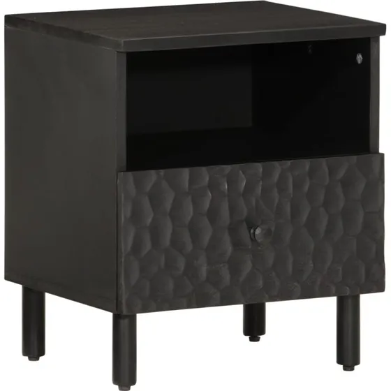 Sengebord i massivt mangotræ 40x33x46 cm – Sort