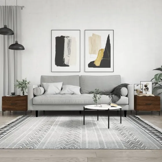 Sofaborde 2 stk. 50x50x40 cm - konstrueret træ, egetræsfarve