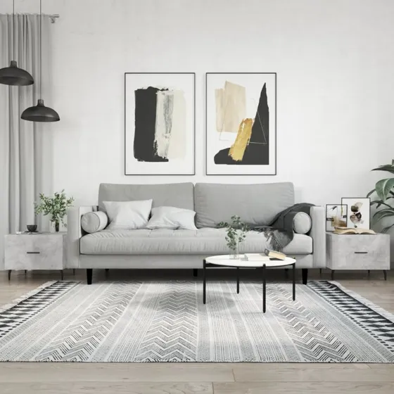 Sofaborde 2 stk. 50x50x40 cm beton/grå med skuffe