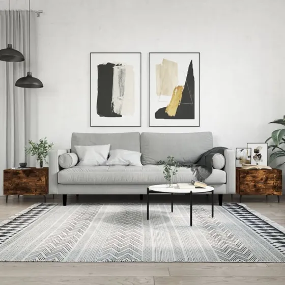 Sofaborde 2 stk. 50x50x40 cm - Røget egetræ