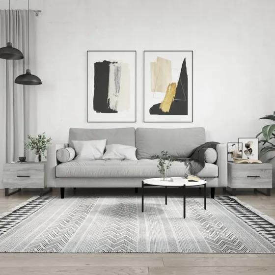 Sofaborde 2 stk. 50x50x40 cm Sonoma-eg/Grå