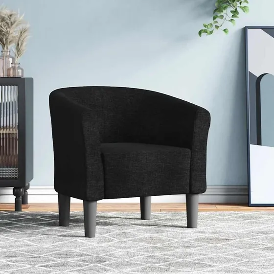 Lænestol i stof, sort — komfort & robust stel