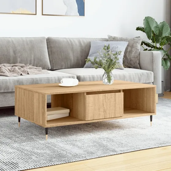Sofabord 104x60x35 cm i sonoma-eg - konstrueret træ
