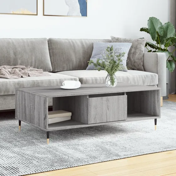Sofabord 104x60x35 cm - Konstrueret træ, grå Sonoma-eg