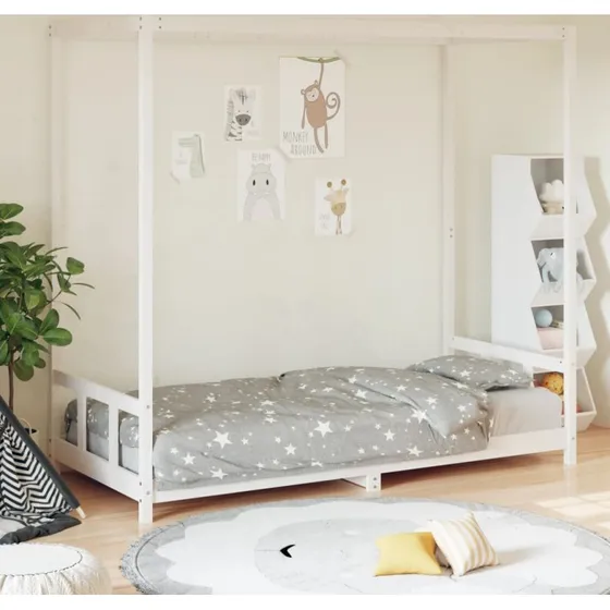 Juniorseng 90x190 cm i massivt fyrretr, hvid