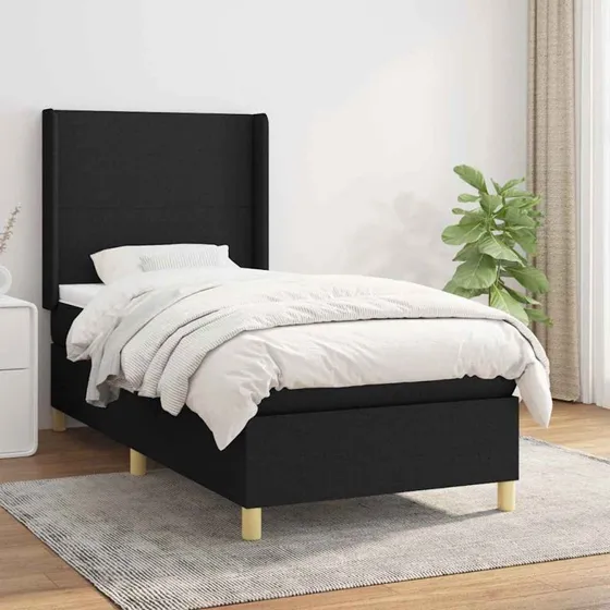 Kontinentalseng med pocketmadras 80x200 cm - sort stof