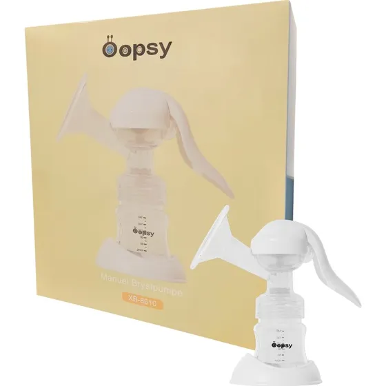 Oopsy Manuel brystpumpe - Hvid inkl. 140 ml flaske