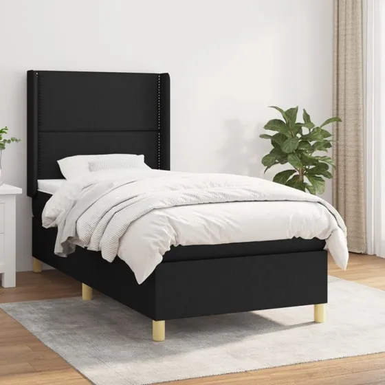 Kontinentalseng med pocketmadras 100x200 cm - Sort stof