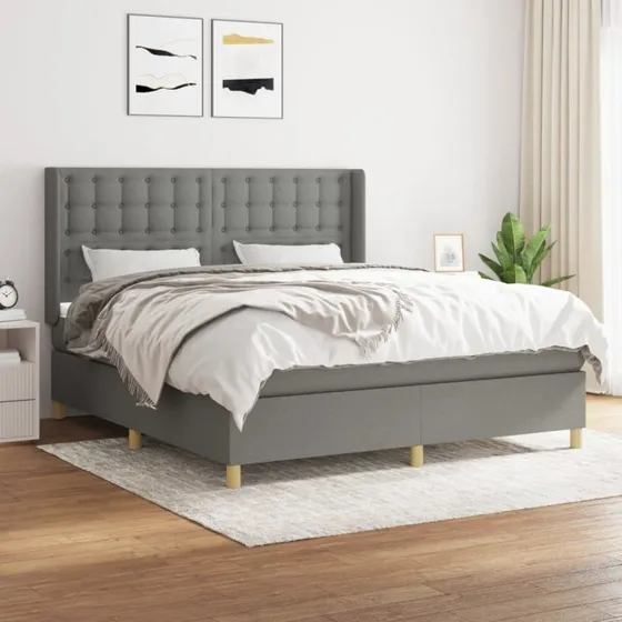 Kontinentalseng 160x200 med pocketmadras - mørkegrå
