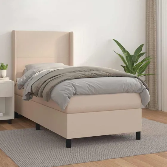 Kontinentalseng 80x200 cm i kunstlæder – cappuccino