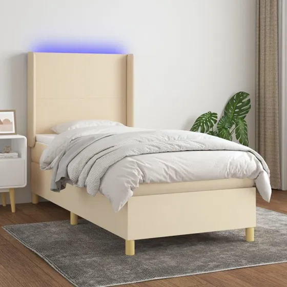 Kontinentalseng 90x200 cm i creme med LED-lys
