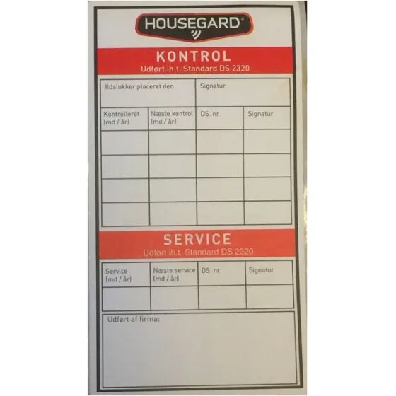 Housegard Kontrolmærkat til pulverslukker 6 kg