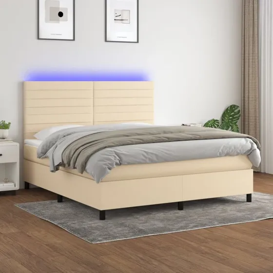 Kontinentalseng 160x200 cm i creme med LED-lys