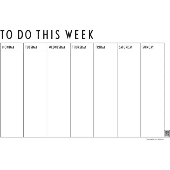 Design Letters Ugeplan A4 hvid 18,5x24,5 cm