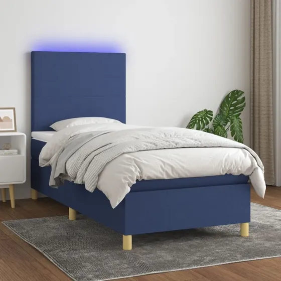 Kontinentalseng 80x200 cm med LED – Blå stof