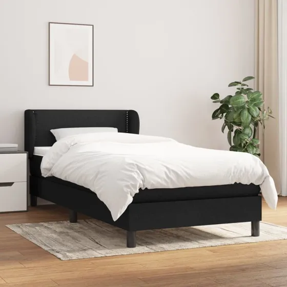 Kontinentalseng 100x200 cm i sort stof med pocketmadras
