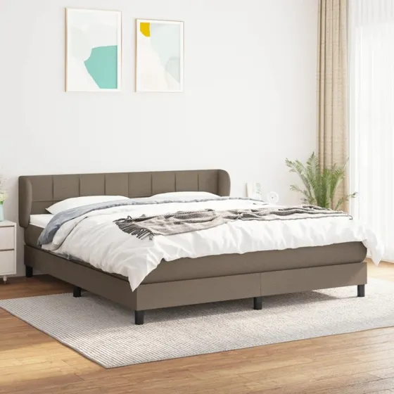 Kontinentalseng 160x200 cm i gråbrun stof med pocketmadras