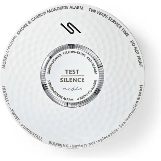 Nedis Røg- & kuliltealarm DTCTCS10WT – 10 års batteri, 85 dB, hvid