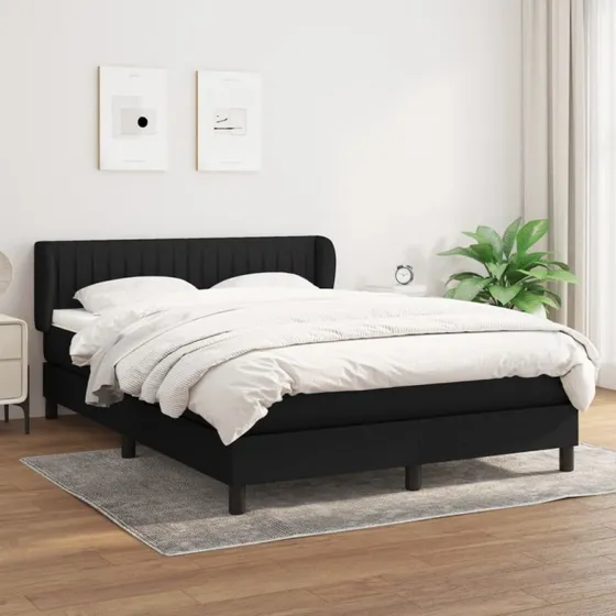 Kontinentalseng 140x190 cm i sort stof med pocketmadras
