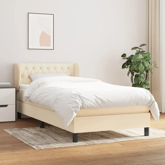 Kontinentalseng 90x200 cm med madras - creme stof
