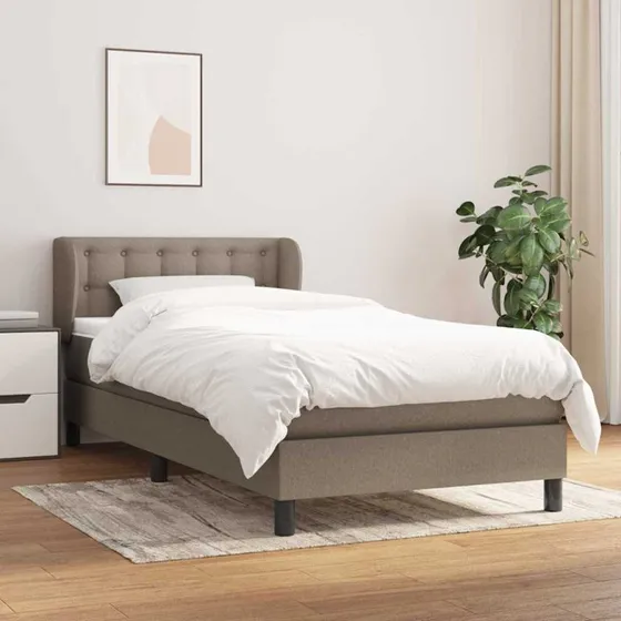 Kontinentalseng 100x200 cm med pocketmadras, gråbrun stof