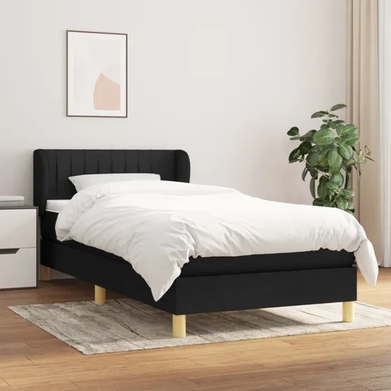 Kontinentalseng 100x200 cm i sort stof med pocketmadras