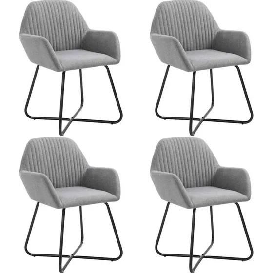 Spisebordsstole 4 stk. stof lysegrå med stålben