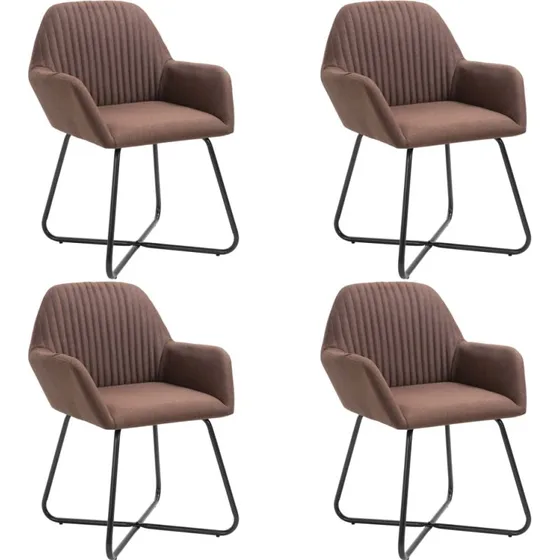Spisebordsstole 4 stk. brun stof med armlæn