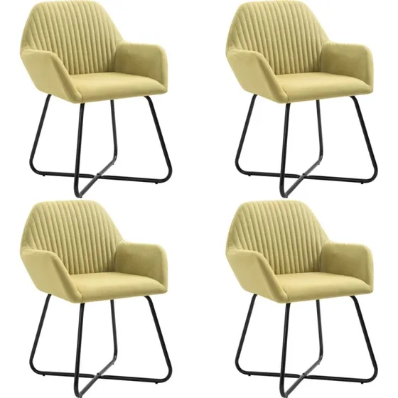 4 stk. spisebordsstole i grn stof med armln