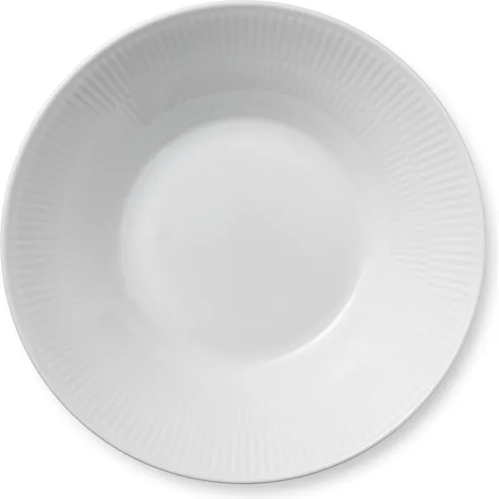 Royal Copenhagen Hvid Riflet dyb tallerken, 24 cm