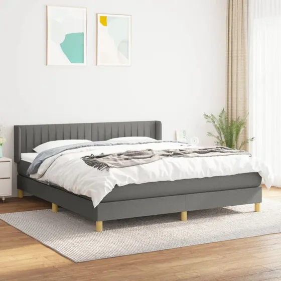 Kontinentalseng 160x200 cm med madras - mørkegrå stof