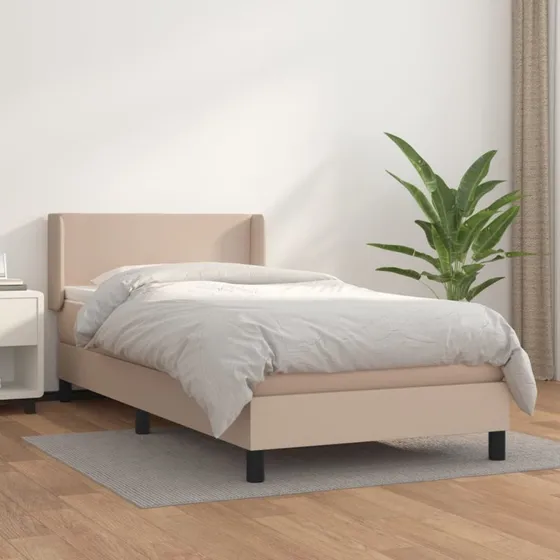 Kontinentalseng 80x200 cm kunstlæder – cappuccino