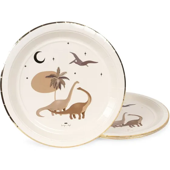 Konges Sløjd Dino Paptallerkener (8 stk, 23x23 cm)