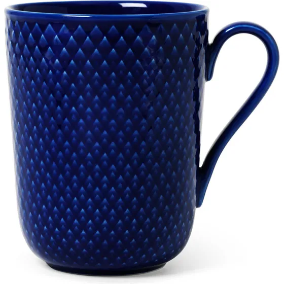 Lyngby Porcelæn Rhombe Color krus med hank 33 cl, mørkeblå