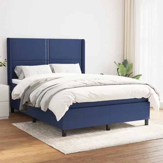 Kontinentalseng 140x190 cm med madras – blå stof