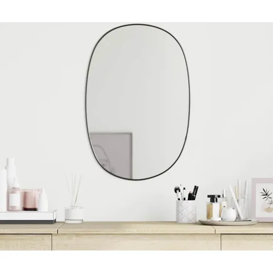 Sort vgspejl 60x40 cm med PVC-ramme