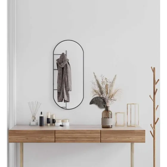 Oval vægspejl 80x35 cm – sort PVC-ramme