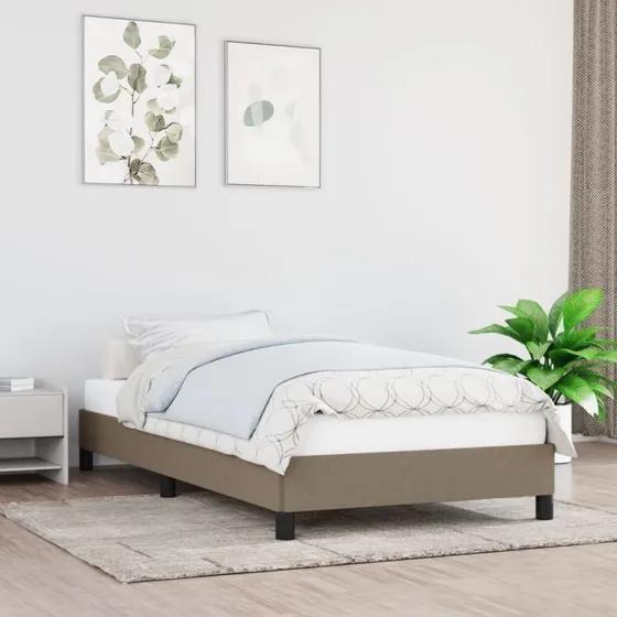 Sengeramme 100x200 cm i taupe stof - uden madras