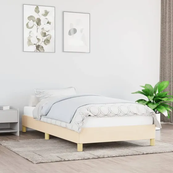 Sengeramme 80x200 cm i creme stof – uden madras