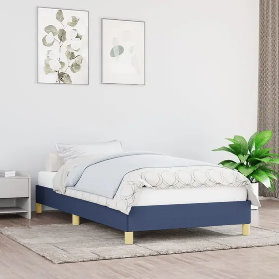 Sengeramme 80x200 cm i blåt stof – uden madras