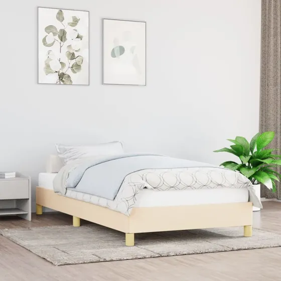 Sengeramme 90x190 cm i creme stof