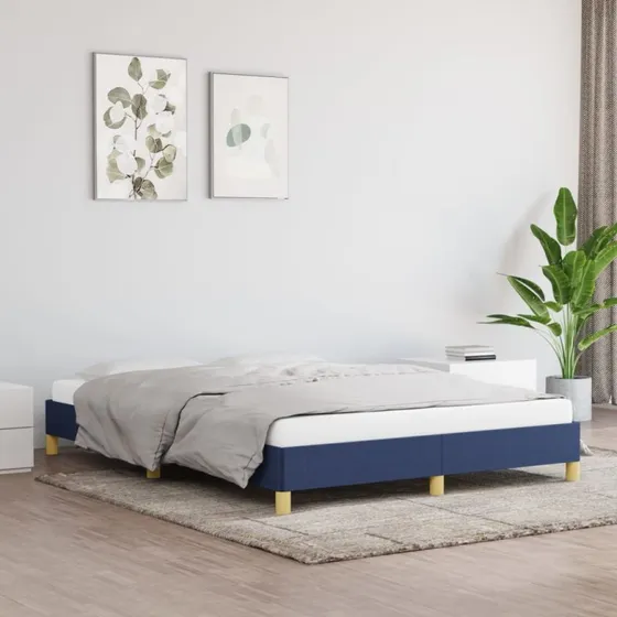 Sengeramme 140x200 cm i blåt stof – uden madras
