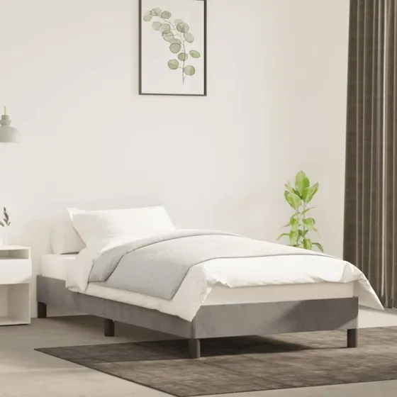Sengeramme i lysegrå fløjl 80x200 cm – uden madras